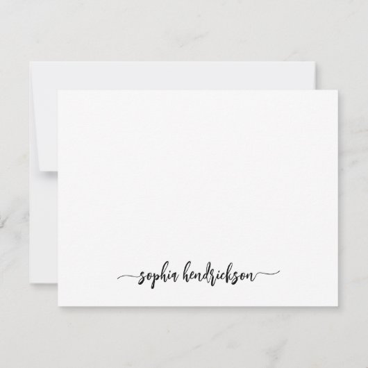 Jouw naam in Modern Script | Zwart-wit Notitiekaartje (Achterkant)