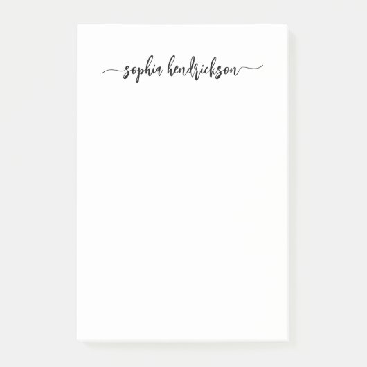 Jouw naam in Modern Script | Zwart-wit Post-it® Notes (Voorkant)