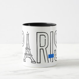 [jouw naam] in Parijs — Eiffeltoren typografie Mok