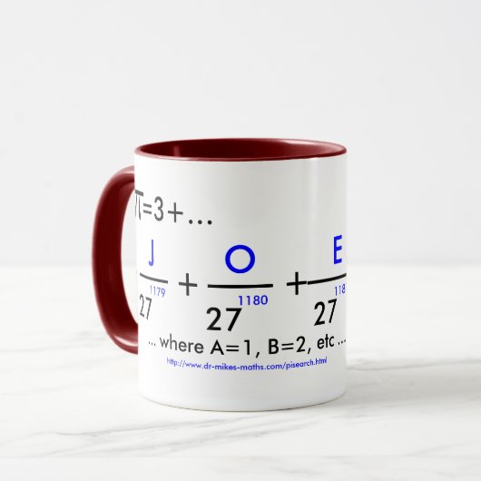 Jouw naam in pi - aanpasbaar! mok (Voorkant links)