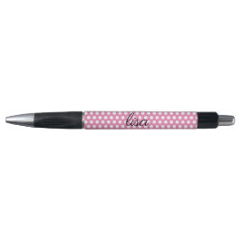jouw naam in roze en witte stippen trendy motief pen