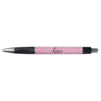 jouw naam in roze en witte stippen trendy motief pen