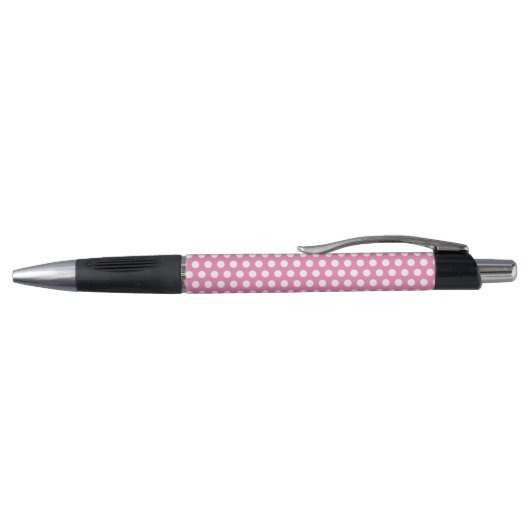 jouw naam in roze en witte stippen trendy motief pen (Bovenkant)