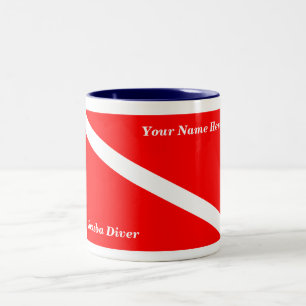 (Jouw naam invoegen) Scuba Diver Coffee Mok 1