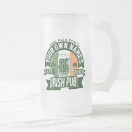 Jouw naam Irish Pub | Aangepaste St. Patty Dag Matglas Bierpul