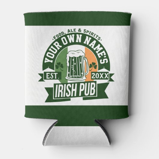 JOUW NAAM Irish Pub | Funny St Patrick's Day Party Blikjeskoeler (Voorkant)