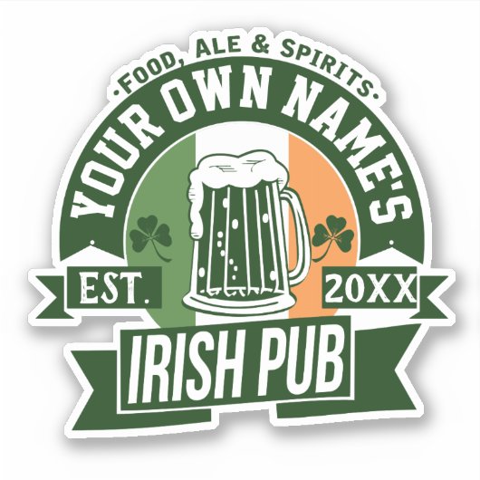 Jouw naam Irish Pub | Funny St Patricks Day Sticker (Voorkant)