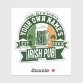 Jouw naam Irish Pub | Funny St Patricks Day Sticker (Vel)
