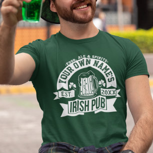 Jouw naam Irish Pub   Gepersonaliseerde St. Pat-da T-shirt