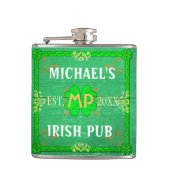 Jouw naam Irish Pub Green Heupfles (Voorkant)
