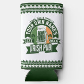 Jouw naam Irish Pub | Monogram Ierse bar Seltzer Blikjeskoeler (Achterkant)