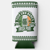 Jouw naam Irish Pub | Monogram Ierse bar Seltzer Blikjeskoeler (Voorkant)