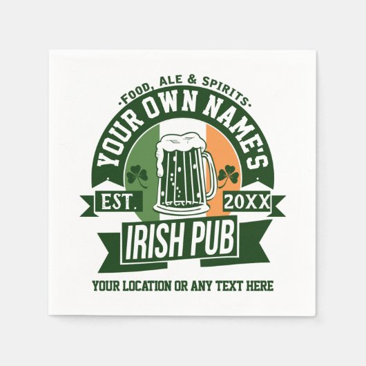 Jouw naam Irish Pub | Sint-Patrick's Day personali Servet (Voorkant)