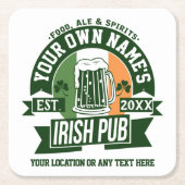 Jouw naam Irish Pub | Speciale pleisterdag Kartonnen Onderzetters (Voorkant)