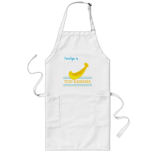 Jouw naam is, TOP BANANA, leuk, strepen, schattig Lang Schort (Voorkant)