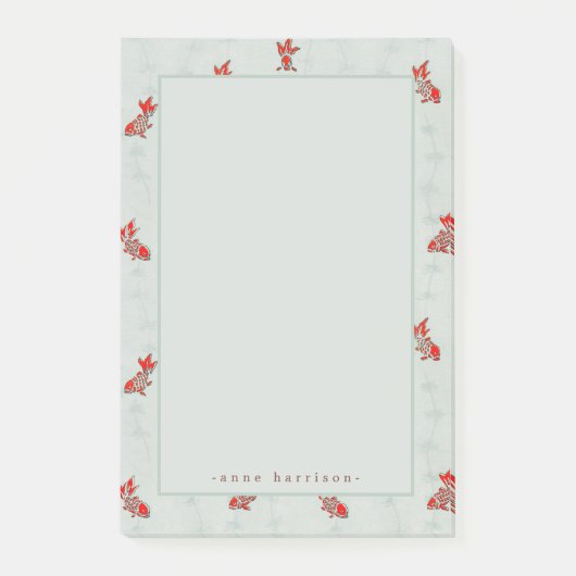 jouw naam Japans Woodblock Goldfish Koi Post-it® Notes (Voorkant)
