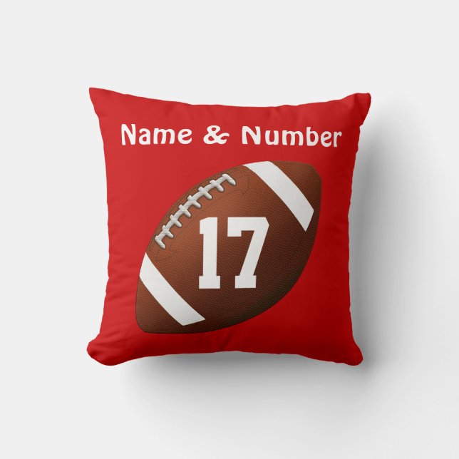 jouw naam & Jersey NUMBER on Football Pillow Kussen (Voorkant)