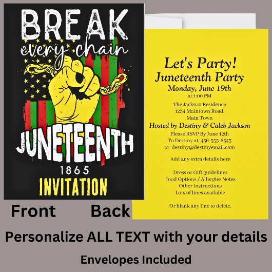 Jouw naam Juneteenth Break Chain Celebration Party Kaart