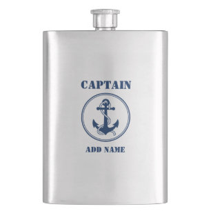 jouw naam Kapitein Flask Anchor & Rope Flacon