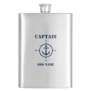 jouw naam Kapitein Flask Compass Anchor Flacon
