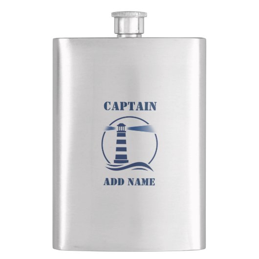 Jouw naam Kapitein Flask Custom Vuurtoren Marine Flacon (Voorkant)