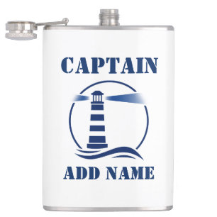 jouw naam Kapitein Flask Lighthouse Heupfles