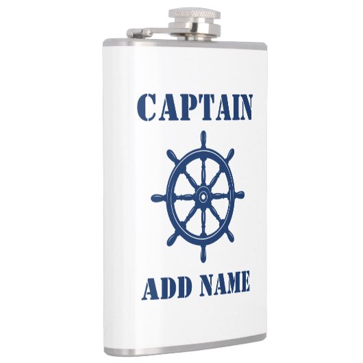 Jouw naam Kapitein Flask Schepen Wiel Helm Heupfles (Rechts)