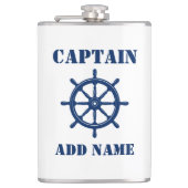 Jouw naam Kapitein Flask Schepen Wiel Helm Heupfles (Voorkant)