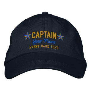 Jouw naam Kapitein Stars Embroidery Geborduurde Pet