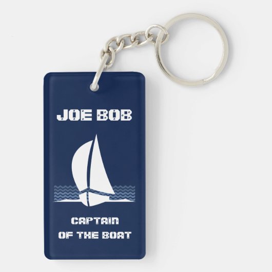 (Jouw naam) Kapitein van de boot Sleutelhanger (achterkant)