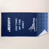 (Jouw naam) Kapitein van de boot Strandlaken (Voorkant)