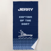 (Jouw naam) Kapitein van de boot Strandlaken (Voorkant)