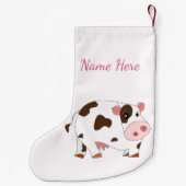 Jouw naam kerststop met vrolijke Baby Koe Kleine Kerstsok (Achterkant)