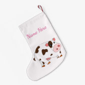 Jouw naam kerststop met vrolijke Baby Koe Kleine Kerstsok (Achterkant (Hangend))