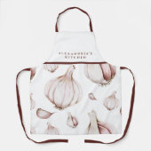 Jouw naam + keuken | White garlic Pattern Schort (Voorkant)