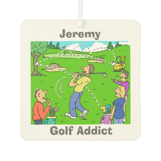 Jouw naam Keuze. Golf Addict Luchtverfrisser (Voorkant)