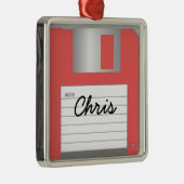 Jouw naam Klassiek 3,5-inch rood diskettestation O Metalen Ornament (Rechts)