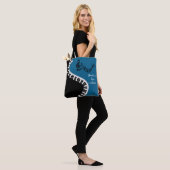Jouw naam/kleur Blauw Treble Clef Piano Keys Muzie Tote Bag (Op model)