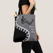 Jouw naam/Kleur grijs Treble Clef Piano Keys Muzie Tote Bag (Dichtbij)