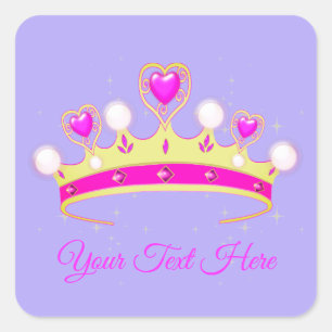 Jouw naam/Kleur Pearl Pink & Gold Crown Princess Vierkante Sticker