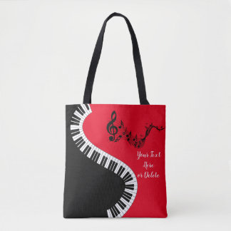 Jouw naam/kleur rode, vervormbare Clef Piano Keys  Tote Bag
