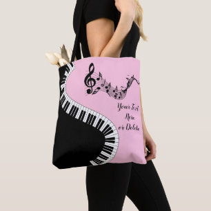 Jouw naam/kleurenroze verteerbare Clef Piano Keys Tote Bag