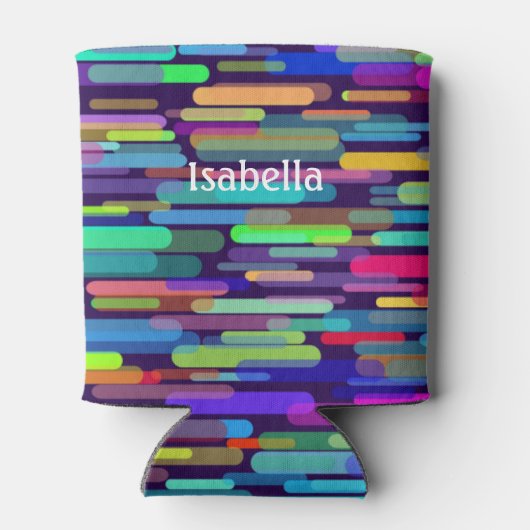 Jouw naam kleurrijk Abstract toevoegen Blikjeskoeler (Achterkant)