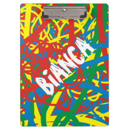 Jouw naam kleurrijk, warm schaakloos rood, groen klembord