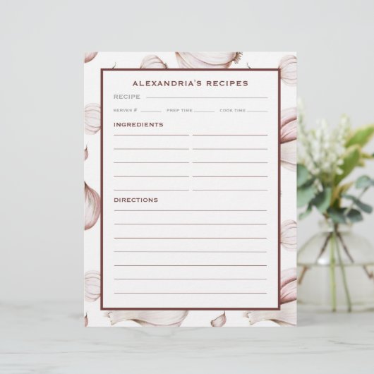 Jouw naam Knoflook Recipe Multomap Invoegen (Staand voorkant)