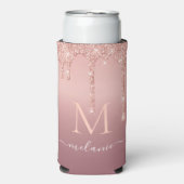 Jouw naam Koelbox Roos Gold Blush Glitter Seltzer Blikjeskoeler (Seltzer Voorkant)