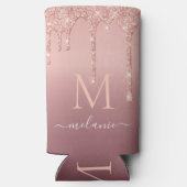 Jouw naam Koelbox Roos Gold Blush Glitter Seltzer Blikjeskoeler (Achterkant)