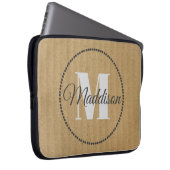 Jouw naam Kraft Paper van het moderne Patroonmonog Laptop Sleeve (Voorkant Rechts)