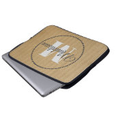 Jouw naam Kraft Paper van het moderne Patroonmonog Laptop Sleeve (Voorkant onderkant)