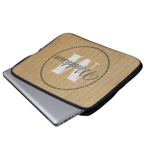 Jouw naam Kraft Paper van het moderne Patroonmonog Laptop Sleeve (Voorkant onderkant)